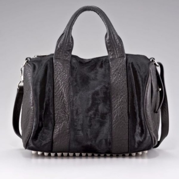 EUC Alexander Wang Black Fur Studded Rocco Purse Bag - Picture 3 of 6